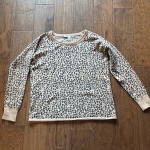 Autumn Cashmere Leopard Print Crew Neck Sweater - Cream and Black